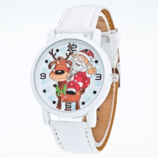 Mode Noël Père Noël Motif Mignon Montre Bracelet En Cuir Hommes Femmes Quartxz Montre