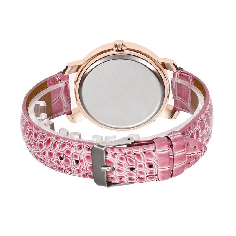 Mode Or Rose Coulant Cristal Chiffres Romains Dames Robe Bracelet En Cuir Femmes Montre À Quartz