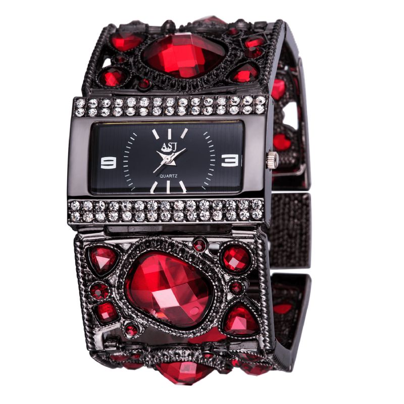 Mode Rétro Cristal Diamant Gicler Dames Robe Femmes Montre Montre À Quartz