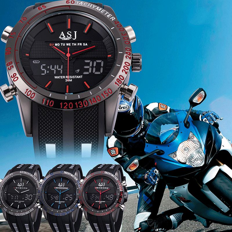 Mode Sport Hommes Montre Pu Cuir Bande 3d Cadran Conception Led Affichage Rétro-éclairage Led Affichage Électronique Montre À Quartz