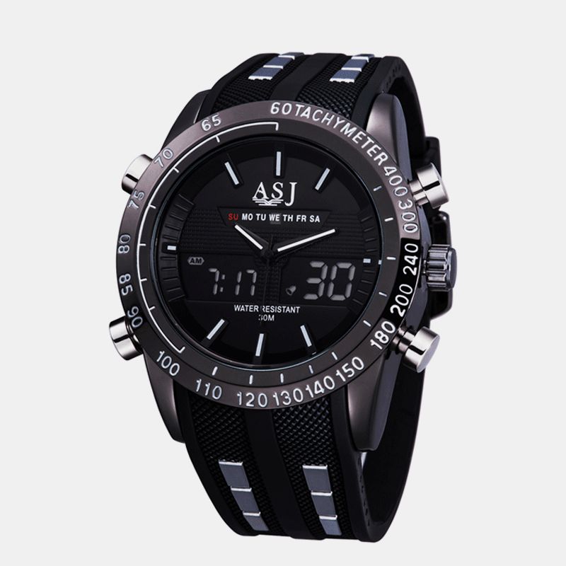 Mode Sport Hommes Montre Pu Cuir Bande 3d Cadran Conception Led Affichage Rétro-éclairage Led Affichage Électronique Montre À Quartz