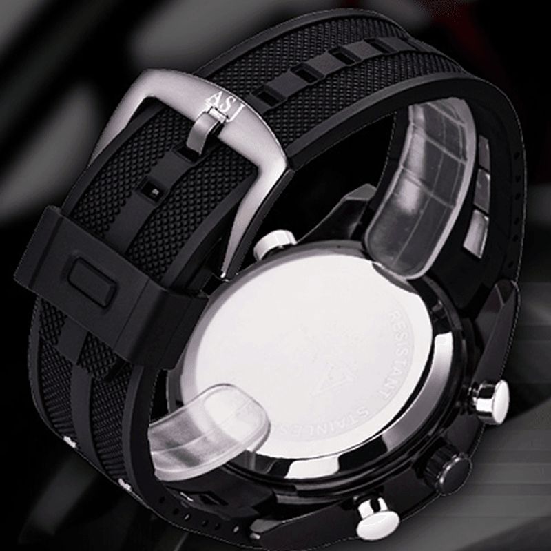 Mode Sport Hommes Montre Pu Cuir Bande 3d Cadran Conception Led Affichage Rétro-éclairage Led Affichage Électronique Montre À Quartz