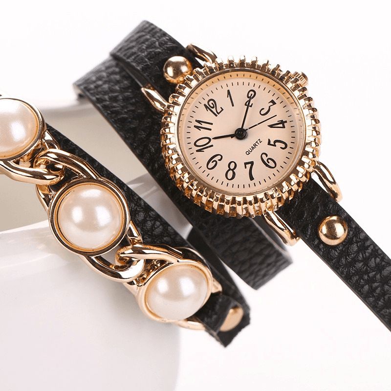 Mode Trois Perles Femmes Montre Dames Robe Montre Bracelet Montre À Quartz