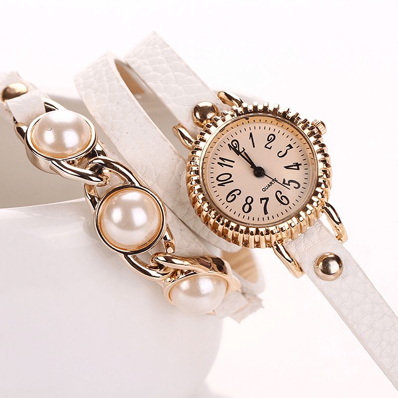 Mode Trois Perles Femmes Montre Dames Robe Montre Bracelet Montre À Quartz