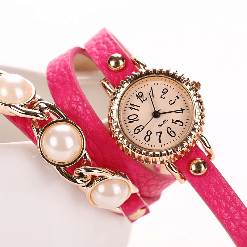 Mode Trois Perles Femmes Montre Dames Robe Montre Bracelet Montre À Quartz