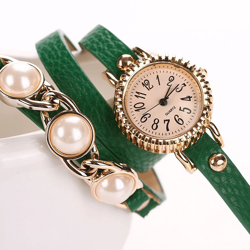 Mode Trois Perles Femmes Montre Dames Robe Montre Bracelet Montre À Quartz