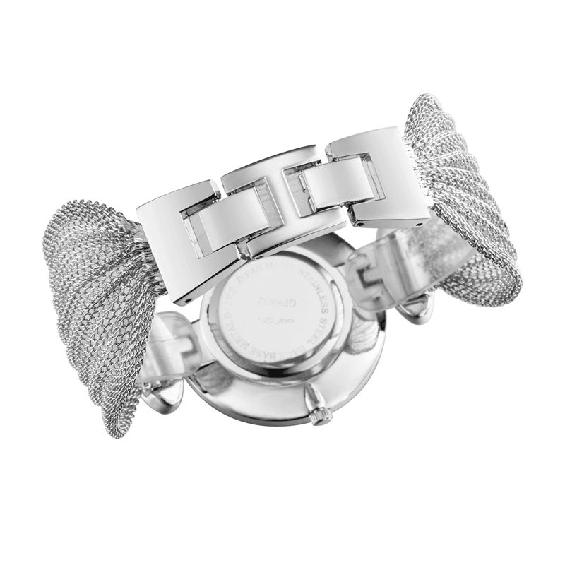 Mode Unique Design Grand Cadran Maille Bracelet Femmes Montre À Quartz