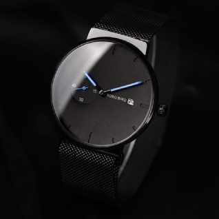 Montre-bracelet En Acier Pour Hommes En Verre Hardlex De Style Décontracté