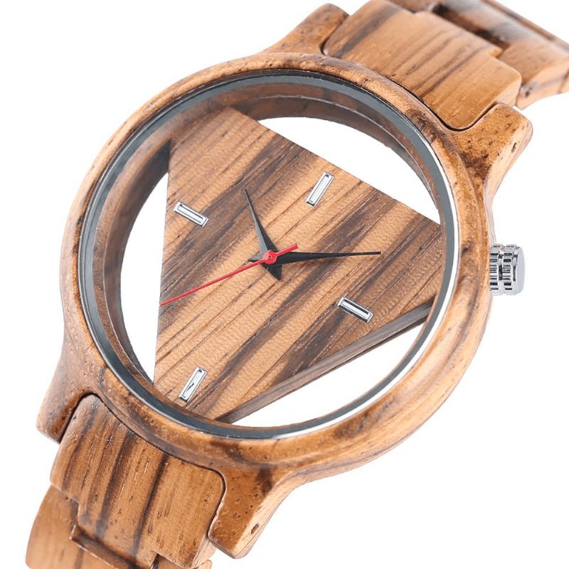 Montre-bracelet En Bois Créative Transparente Conception Unique Montre À Quartz Pour Hommes