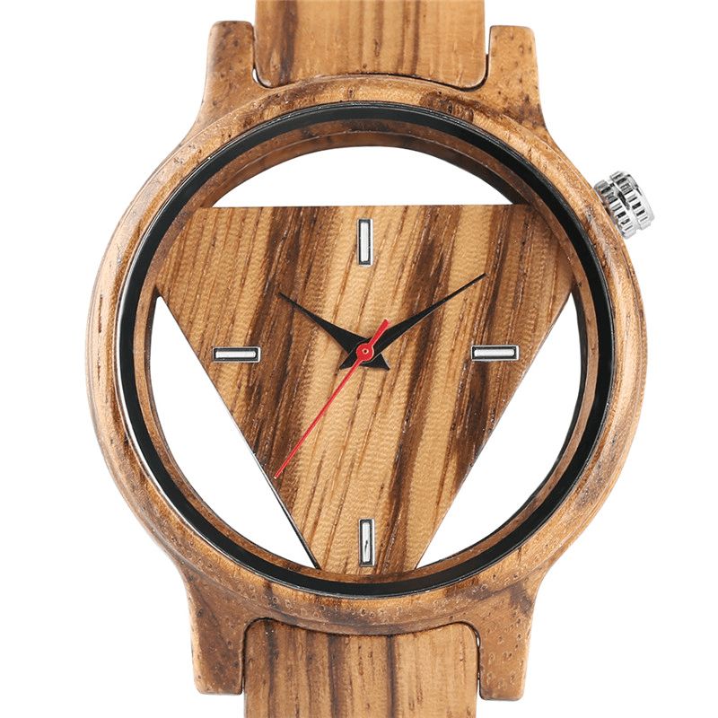 Montre-bracelet En Bois Créative Transparente Conception Unique Montre À Quartz Pour Hommes