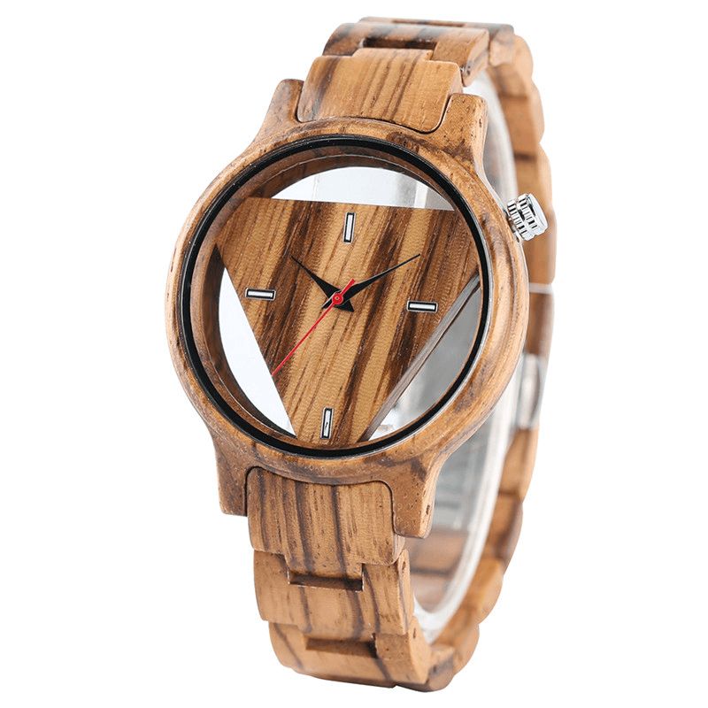 Montre-bracelet En Bois Créative Transparente Conception Unique Montre À Quartz Pour Hommes