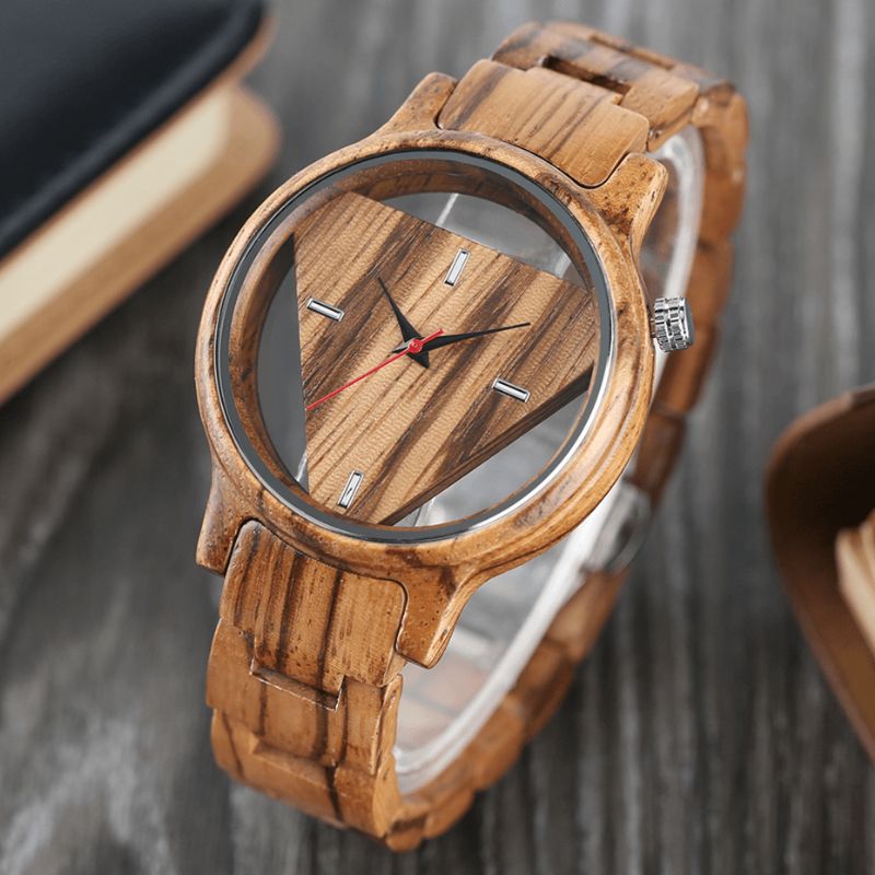 Montre-bracelet En Bois Créative Transparente Conception Unique Montre À Quartz Pour Hommes