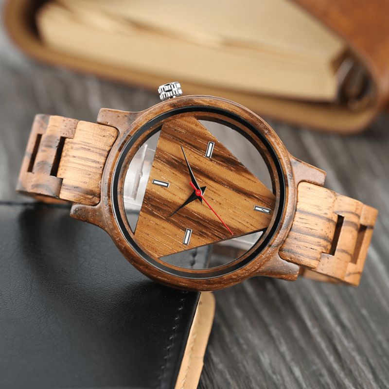 Montre-bracelet En Bois Créative Transparente Conception Unique Montre À Quartz Pour Hommes