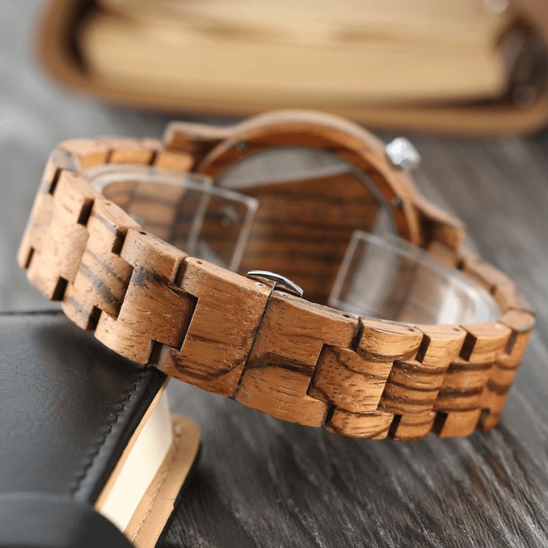 Montre-bracelet En Bois Créative Transparente Conception Unique Montre À Quartz Pour Hommes