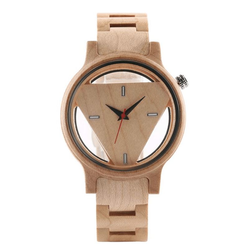 Montre-bracelet En Bois Créative Transparente Conception Unique Montre À Quartz Pour Hommes