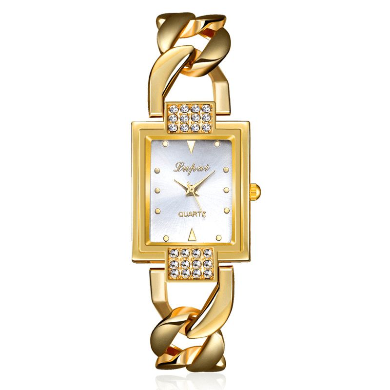 Montre-bracelet Pour Femme Au Design Classique Montre À Quartz Avec Cadran Rectangulaire En Métal