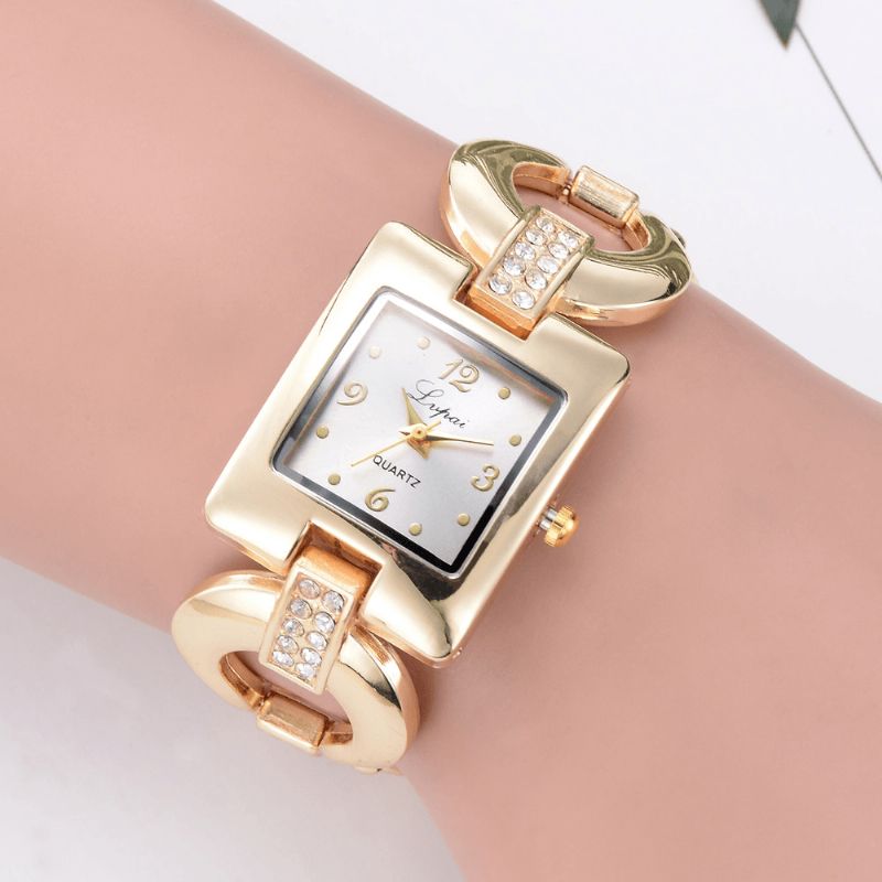 Montre-bracelet Pour Femme Au Design Classique Montre À Quartz Avec Cadran Rectangulaire En Métal