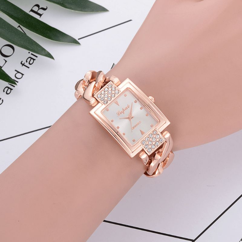 Montre-bracelet Pour Femme Au Design Classique Montre À Quartz Avec Cadran Rectangulaire En Métal