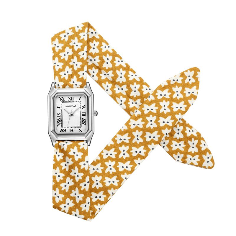 Montre-bracelet Pour Femme Avec Bracelet Floral Rétro Montres À Mouvement À Quartz Cadeau