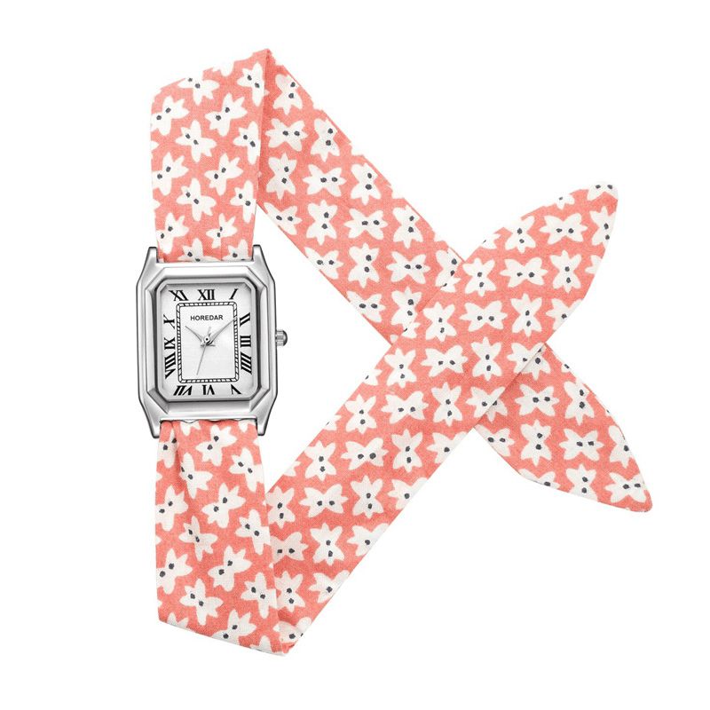 Montre-bracelet Pour Femme Avec Bracelet Floral Rétro Montres À Mouvement À Quartz Cadeau