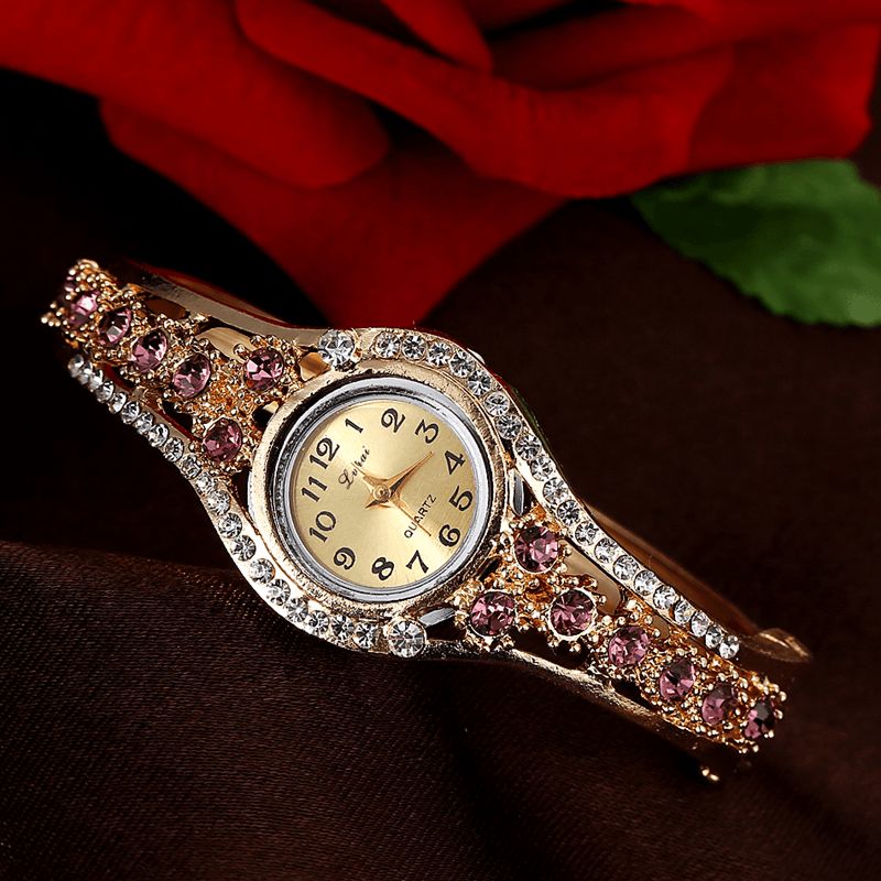 Montre-bracelet Pour Femme À La Mode Montre À Quartz Avec Strass