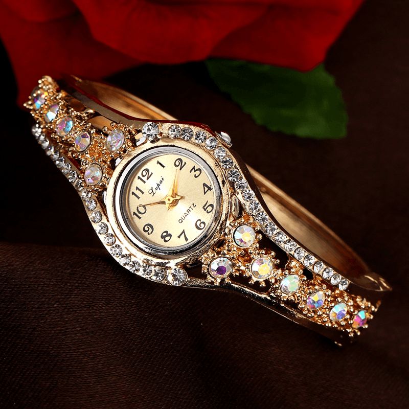 Montre-bracelet Pour Femme À La Mode Montre À Quartz Avec Strass