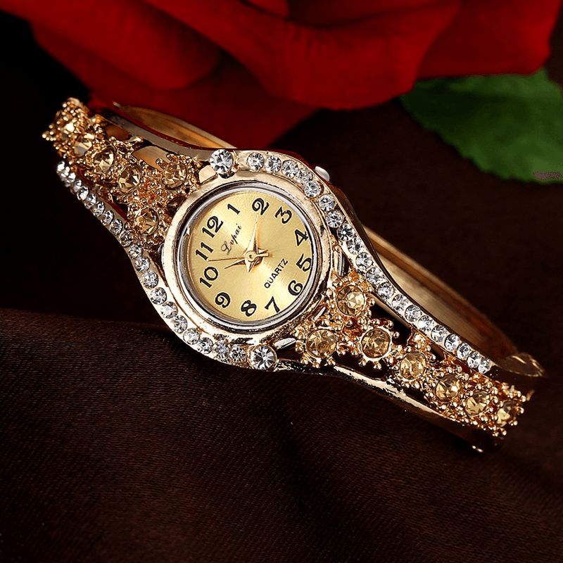 Montre-bracelet Pour Femme À La Mode Montre À Quartz Avec Strass