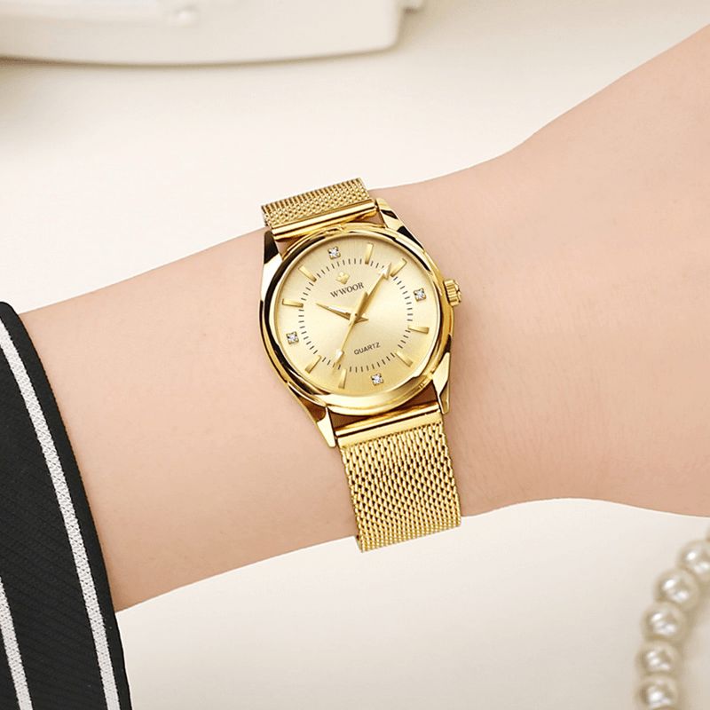 Montre-bracelet Pour Femme De Style Décontracté Avec Petit Cadran Et Montre À Quartz En Acier