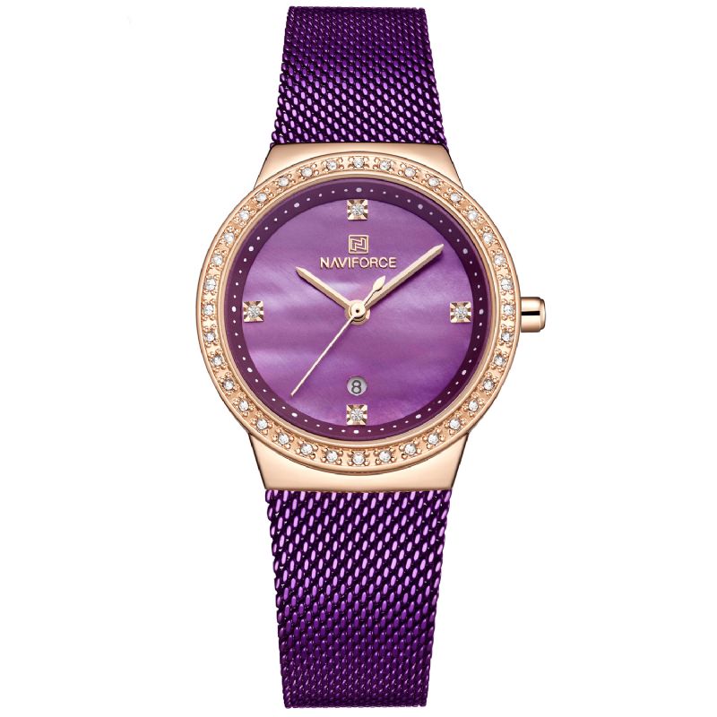 Montre-bracelet Pour Femme De Style Décontracté En Cristal Avec Bracelet En Acier Inoxydable Étanche Montre À Quartz