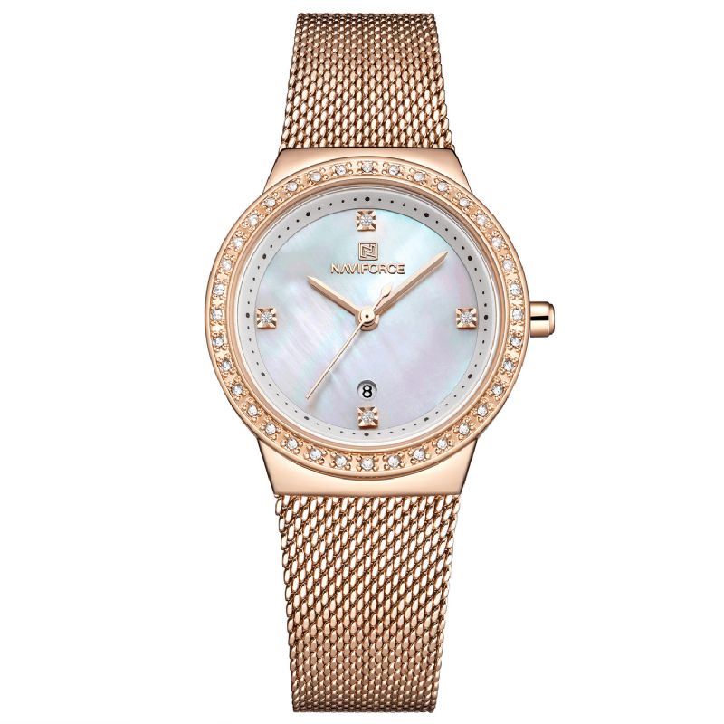 Montre-bracelet Pour Femme De Style Décontracté En Cristal Avec Bracelet En Acier Inoxydable Étanche Montre À Quartz