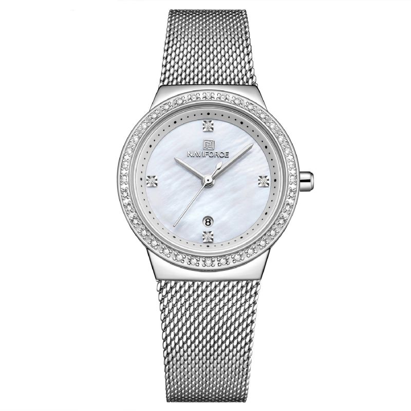 Montre-bracelet Pour Femme De Style Décontracté En Cristal Avec Bracelet En Acier Inoxydable Étanche Montre À Quartz