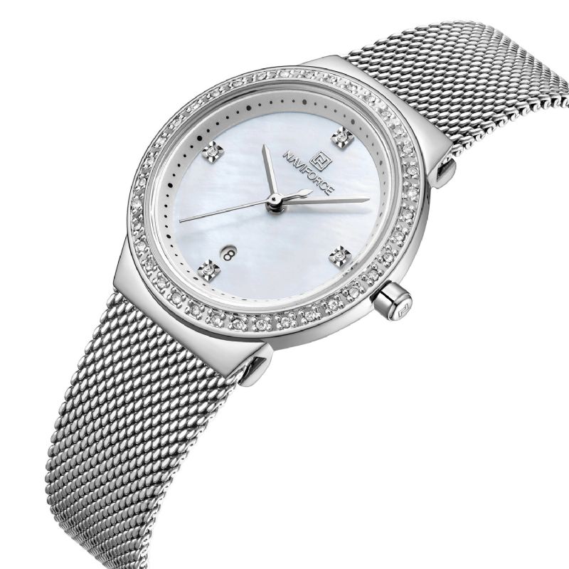 Montre-bracelet Pour Femme De Style Décontracté En Cristal Avec Bracelet En Acier Inoxydable Étanche Montre À Quartz