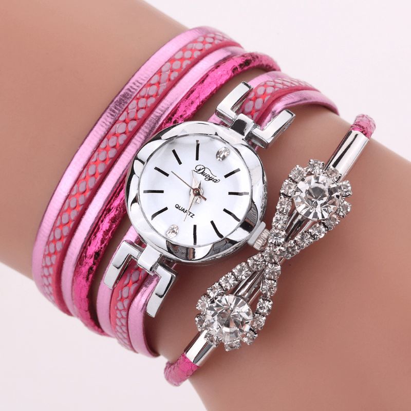 Montre-bracelet Pour Femme De Style Rétro Montre À Quartz En Cristal Avec Arc