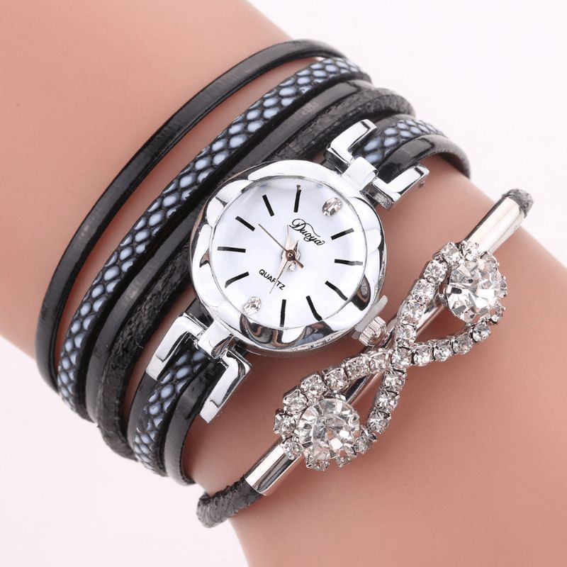 Montre-bracelet Pour Femme De Style Rétro Montre À Quartz En Cristal Avec Arc