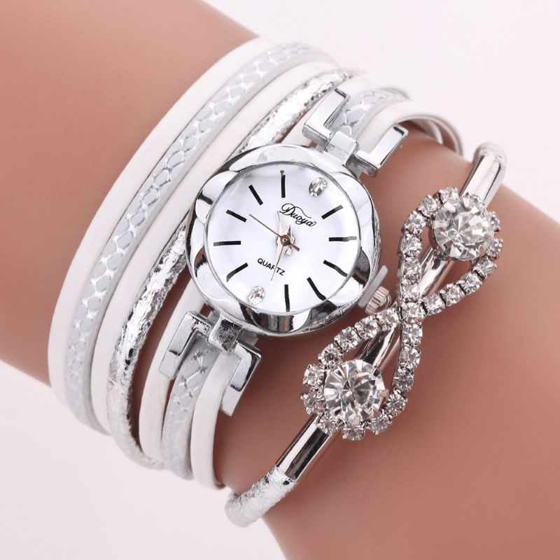 Montre-bracelet Pour Femme De Style Rétro Montre À Quartz En Cristal Avec Arc