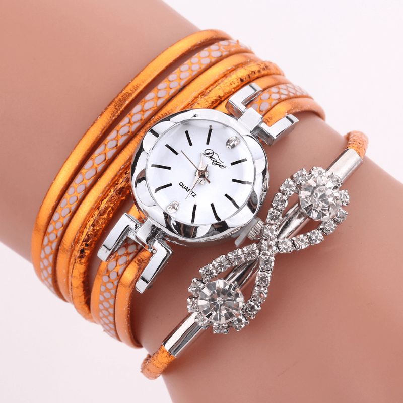 Montre-bracelet Pour Femme De Style Rétro Montre À Quartz En Cristal Avec Arc