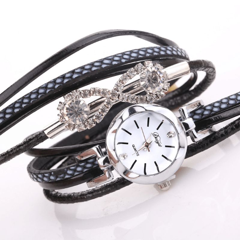 Montre-bracelet Pour Femme De Style Rétro Montre À Quartz En Cristal Avec Arc