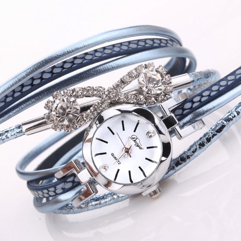 Montre-bracelet Pour Femme De Style Rétro Montre À Quartz En Cristal Avec Arc