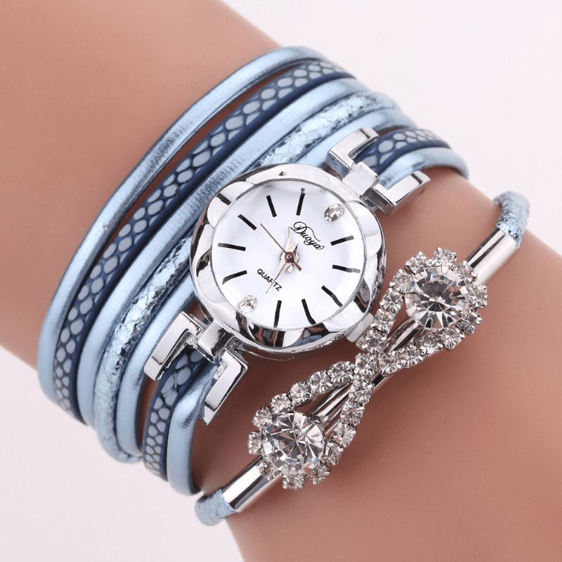 Montre-bracelet Pour Femme De Style Rétro Montre À Quartz En Cristal Avec Arc