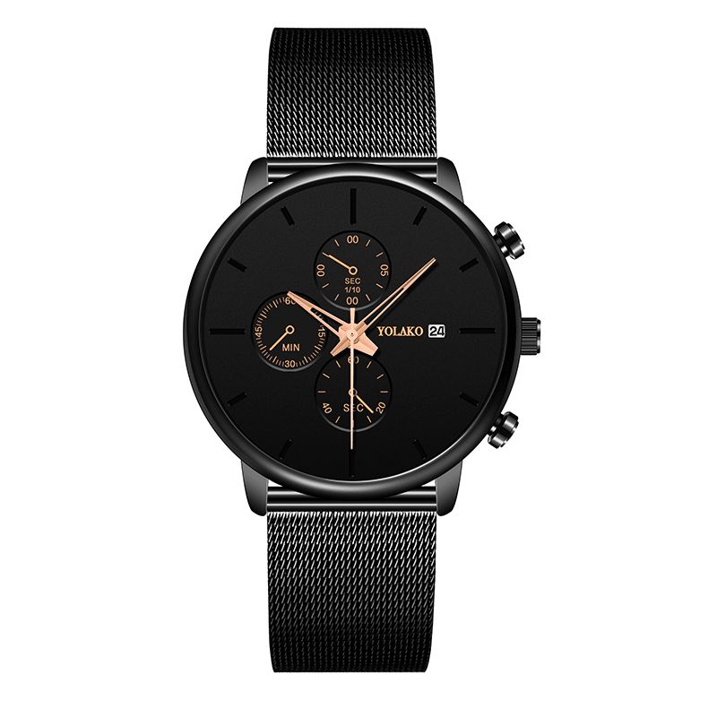 Montre-bracelet Pour Hommes De Style Décontracté Ultra Mince Montres À Quartz Avec Bracelet En Acier Inoxydable