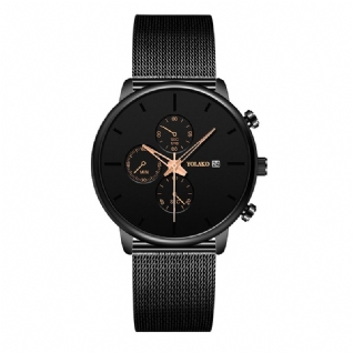 Montre-bracelet Pour Hommes De Style Décontracté Ultra Mince Montres À Quartz Avec Bracelet En Acier Inoxydable