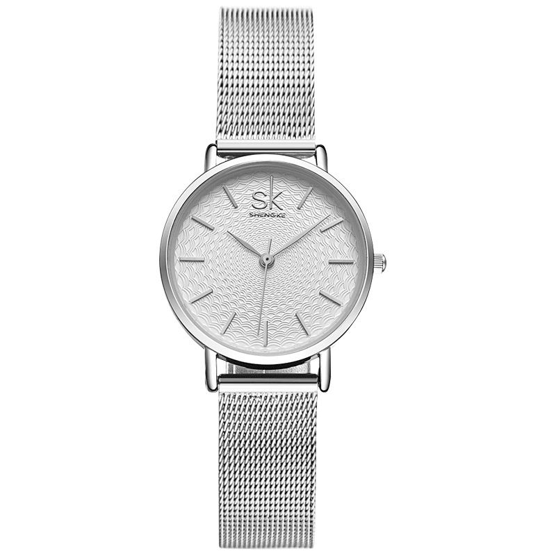 Montre-bracelet Ultra Fine Pour Femme De Style Décontracté Montre À Quartz Avec Bande En Acier