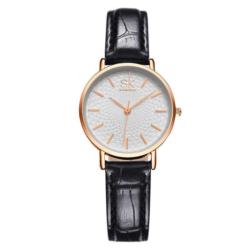 Montre-bracelet Ultra Fine Pour Femme De Style Décontracté Montre À Quartz Avec Bande En Acier