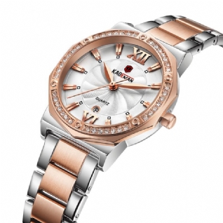 Montre Femme Décontractée 3atm Étanche Affichage De La Date Élégante Montre À Quartz En Cristal