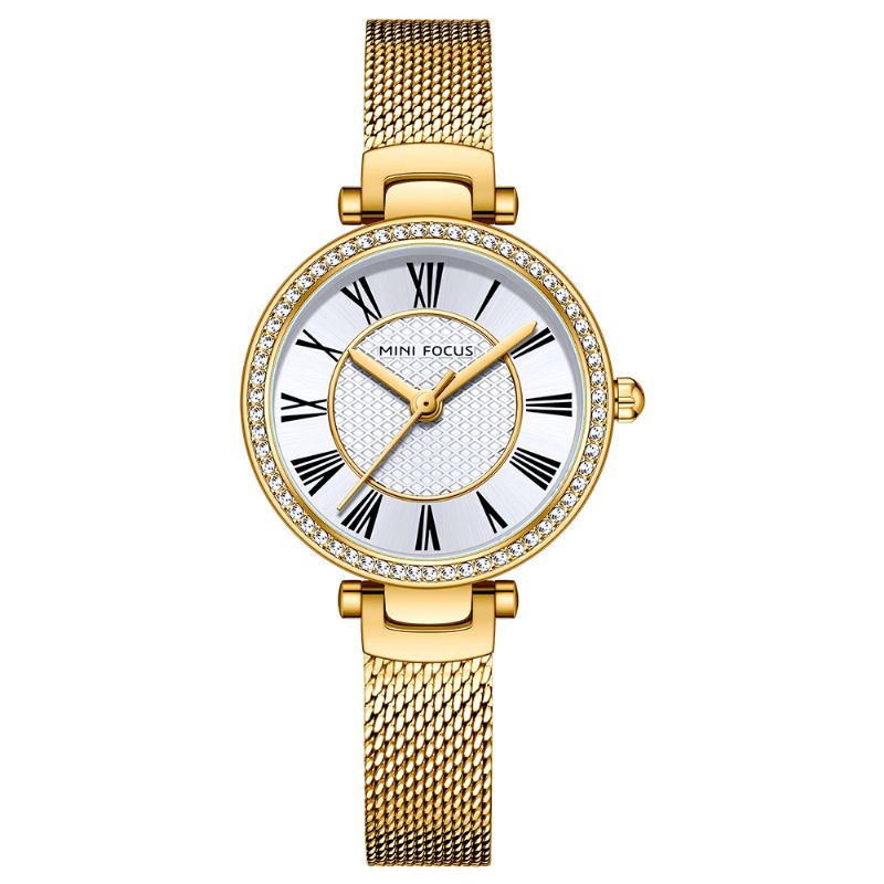 Montre Femme Élégante Mode Casual Bracelet Acier Cristal Montre Quartz Étanche