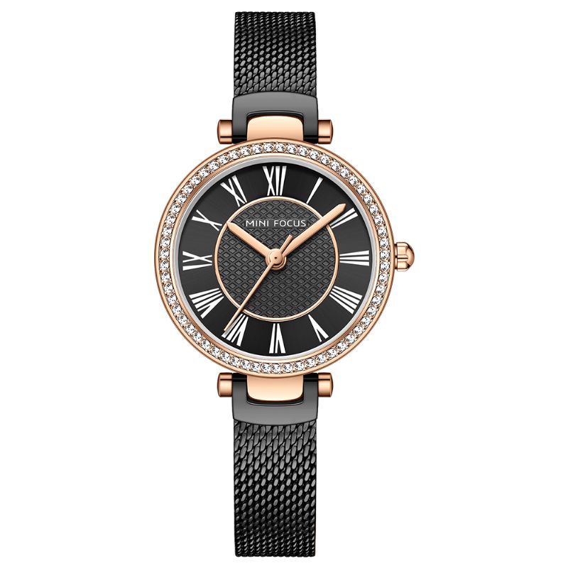 Montre Femme Élégante Mode Casual Bracelet Acier Cristal Montre Quartz Étanche