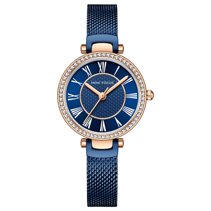 Montre Femme Élégante Mode Casual Bracelet Acier Cristal Montre Quartz Étanche