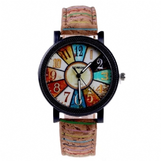 Montre Femme Fshion Cadran Couleur Montre À Quartz Rétro