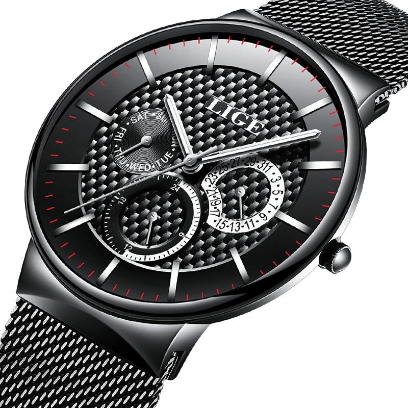 Montre Homme Business Casual Montre À Quartz Étanche Avec Affichage De La Date Et De La Semaine