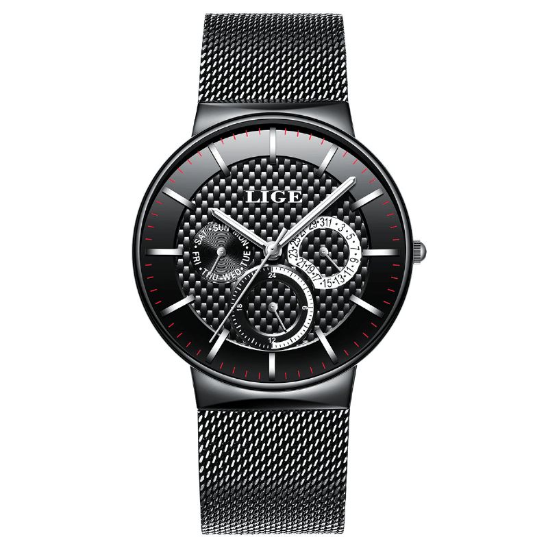 Montre Homme Business Casual Montre À Quartz Étanche Avec Affichage De La Date Et De La Semaine